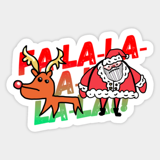 Santa and Rudolph Fa-La-La-La Sticker